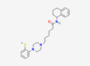 Two-dimensional chemical structure of 6-{4-[2-(methylsulfanyl)phenyl]piperazin-1-yl}-N-(1,2,3,4-tetrahydronaphthalen-1-yl)hexanamide