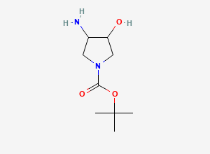 Two-dimensional chemical structure of tert-Butyl 3-amino-4-hydroxypyrrolidine-1-carboxylate
