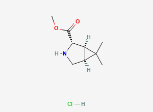 Two-dimensional chemical structure of methyl (1R,2S,5S)-6,6-dimethyl-3-azabicyclo[3.1.0]hexane-2-carboxylate hydrochloride