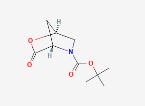 Two-dimensional chemical structure of tert-butyl (1S,4S)-3-oxo-2-oxa-5-azabicyclo[2.2.1]heptane-5-carboxylate