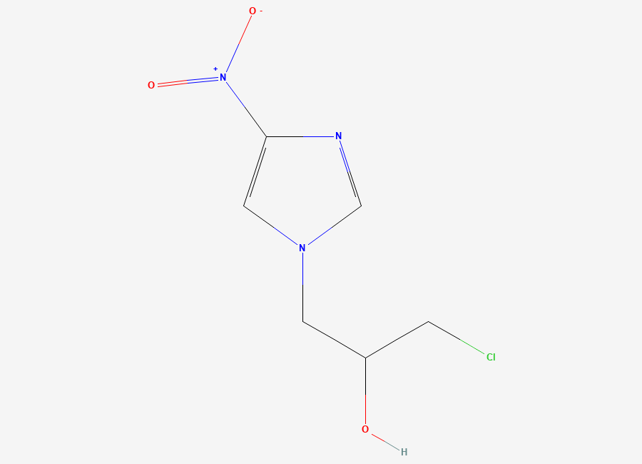 Two-dimensional chemical structure of 1-Chloro-3-(4-nitro-1H-imidazol-1-yl)propan-2-ol, CAS 109620-80-6