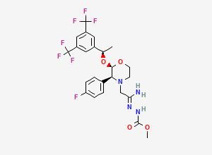 Two-dimensional chemical structure of Aprepitant Open-Ring Methyl Ester Impurity, CAS 219821-37-1