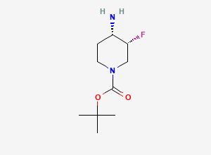 Two-dimensional chemical structure of 1,1-Dimethylethyl (3R,4S)-4-amino-3-fluoro-1-piperidinecarboxylate