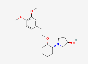 Two-dimensional chemical structure of (3R)-1-[(1R,2S)-2-[2-(3,4-dimethoxyphenyl)ethoxy]cyclohexyl]pyrrolidin-3-ol