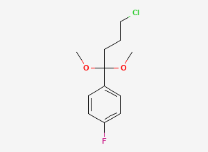 Two-dimensional chemical structure of Fluorophenyl Dimethoxy Chlorobutane, CAS 57390-39-3