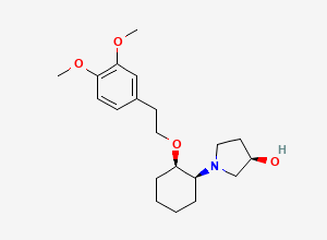 Two-dimensional chemical structure of (3R)-1-[(1S,2R)-2-[2-(3,4-dimethoxyphenyl)ethoxy]cyclohexyl]pyrrolidin-3-ol