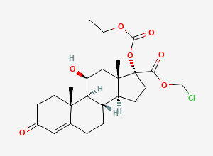 Two-dimensional chemical structure of chloromethyl (8S,9S,10R,11S,13S,14S,17R)-17-ethoxycarbonyloxy-11-hydroxy-10,13-dimethyl-3-oxo-2,6,7,8,9,11,12,14,15,16-decahydro-1H-cyclopenta[a]phenanthrene-17-carboxylate
