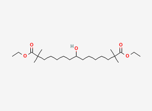 Two-dimensional chemical structure of 1,15-Diethyl 8-hydroxy-2,2,14,14-tetramethylpentadecanedioate, CAS 738606-64-9