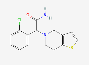 Two-dimensional chemical structure of 2-Chlorophenyl-(6,7-dihydro-4H-thieno[3,2-c]pyridin-5-yl)acetamide