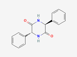Two-dimensional chemical structure of (3R,6S)-3,6-diphenylpiperazine-2,5-dione, CAS 281670-45-9