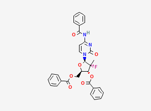Two-dimensional chemical structure of (2R,3R,4R,5R)-5-(4-Benzamido-2-oxopyrimidin-1(2H)-yl)-2-((benzoyloxy)methyl)-4-fluoro-4-methyltetrahydrofuran-3-yl Benzoate, CAS 817204-32-3