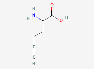 Two-dimensional chemical structure of (2S)-2-azaniumylhex-5-ynoate
