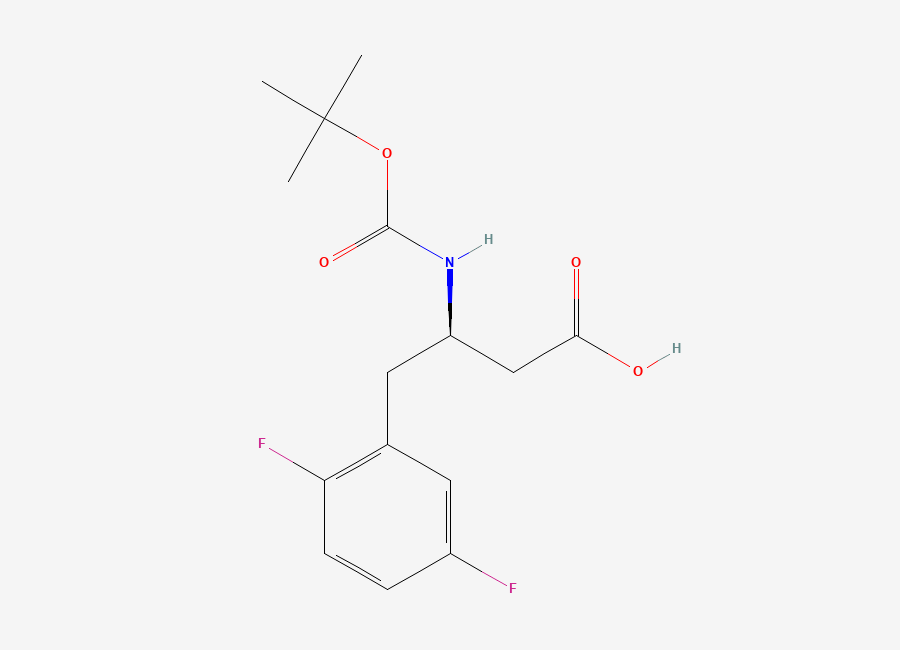 Two-dimensional chemical structure of (R)-b-(Boc-amino)-2,5-difluorobenzenebutanoic acid