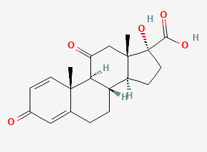 Two-dimensional chemical structure of 17-Hydroxy-3,11-dioxo-androsta-1,4-diene-17b-carboxylic Acid