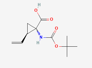 Two-dimensional chemical structure of (1S,2R)-1-((tert-Butoxycarbonyl)amino)-2-vinylcyclopropanecarboxylic acid