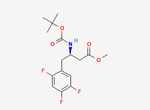 Two-dimensional chemical structure of (R)-Sitagliptin N-Boc-Methyl-Ester Impurity, CAS 881995-73-9