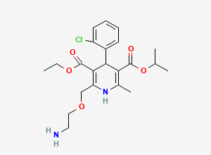 Two-dimensional chemical structure of 3-Ethyl 5-isopropyl 2-((2-aminoethoxy)methyl)-4-(2-chlorophenyl)-6-methyl-1,4-dihydropyridine-3,5-dicarboxylate