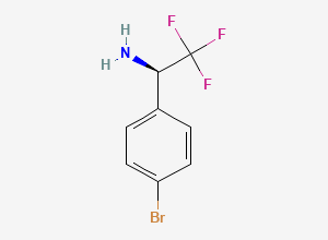 Two-dimensional chemical structure of (R)-1-(4-Bromophenyl)-2,2,2-trifluoroethanamine