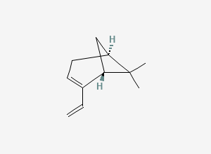 Two-dimensional chemical structure of (1R,5S)-2-ethenyl-6,6-dimethylbicyclo[3.1.1]hept-2-ene