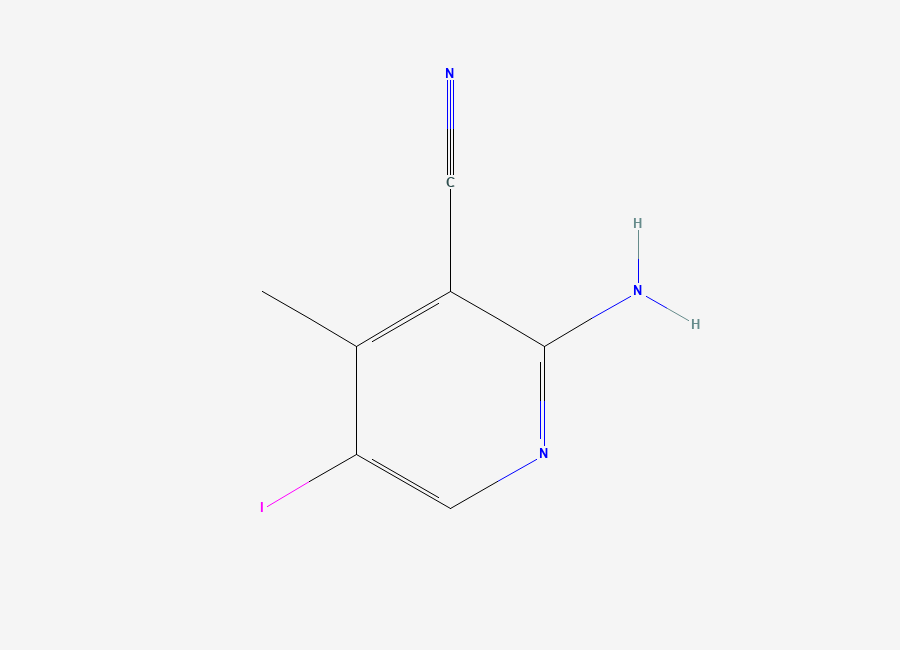Two-dimensional chemical structure of 2-Amino-5-iodo-4-methylnicotinonitrile