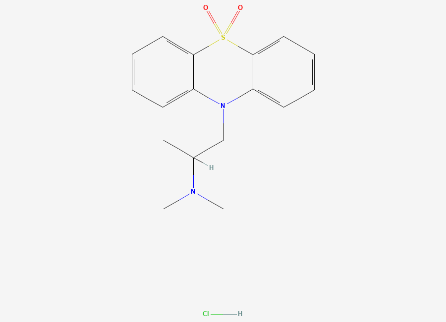Two-dimensional chemical structure of Dioxopromethazine (HCl Salt), CAS 15374-15-9