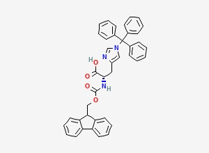 Two-dimensional chemical structure of N-((9H-Fluoren-9-ylmethoxy)carbonyl)-1-(triphenylmethyl)-L-histidine