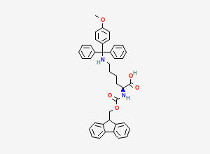 Two-dimensional chemical structure of (S)-2-((((9H-Fluoren-9-yl)methoxy)carbonyl)amino)-6-(((4-Methoxyphenyl)diphenylmethyl)amino)hexanoic acid