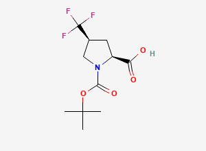 Two-dimensional chemical structure of (2S,4S)-1-[(tert-butoxy)carbonyl]-4-(trifluoromethyl)pyrrolidine-2-carboxylic acid