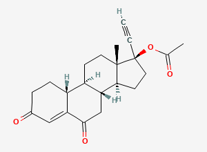 Two-dimensional chemical structure of Norethindrone Acetate EP Impurity G / Norethindrone Acetate 6-Oxo Impurity, CAS 438244-27-0
