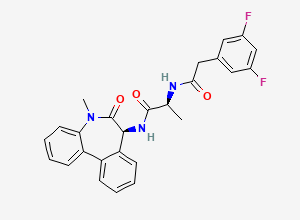 Two-dimensional chemical structure of (S)-2-(2-(3,5-Difluorophenyl)acetamido)-N-((S)-5-methyl-6-oxo-6,7-dihydro-5H-dibenzo[b,d]azepin-7-yl)propanamide