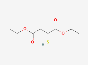 Two-dimensional chemical structure of 1,4-Diethyl 2-sulfanylbutanedioate, CAS 23060-14-2