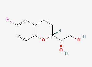 Two-dimensional chemical structure of (1S)-1-[(2R)-6-Fluoro-3,4-dihydro-2H-1-benzopyran-2-yl]-1,2-ethanediol