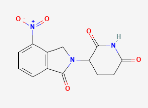 Two-dimensional chemical structure of Lenalidomide 4-Nitro Impurity/ Lenalidomide Impurity B, CAS 827026-45-9