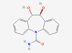 Two-dimensional chemical structure of trans-10,11-Dihydroxy-10,11-dihydrocarbamazepine, CAS 58955-93-4