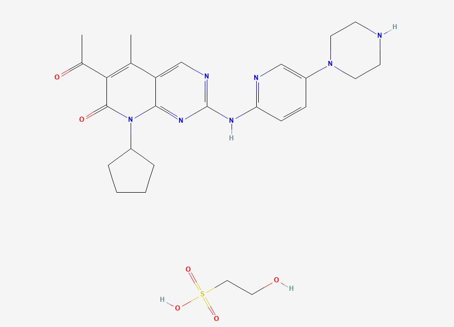 Two-dimensional chemical structure of Palbociclib Isethionate