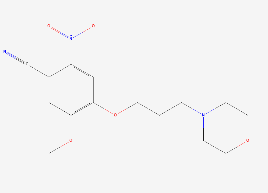 Two-dimensional chemical structure of 5-Methoxy-4-(3-morpholinopropoxy)-2-nitrobenzonitrile