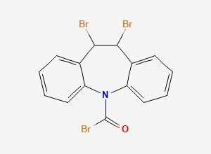 Two-dimensional chemical structure of 10,11-Dibromo-10,11-dihydro-5H-dibenzo[b,f]azepine-5-carbonyl Bromide