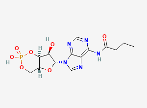 Two-dimensional chemical structure of Adenosine, N-(1-oxobutyl)-, cyclic 3',5'-(hydrogen phosphate)