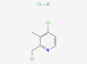 Two-dimensional chemical structure of 4-chloro-2-(chloromethyl)-3-methylpyridine hydrochloride, CAS 152402-97-6