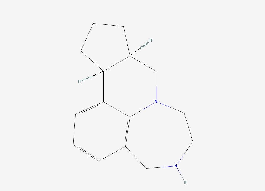 Two-dimensional chemical structure of (9aR,12aS)-4,5,6,7,9,9a,10,11,12,12a-Decahydrocyclopenta(4,5)pyrido(3,2,1-jk)(1,4)benzodiazepine