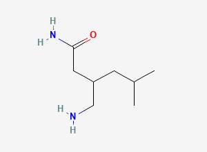 Two-dimensional chemical structure of 3-(Aminomethyl)-5-methylhexanamide, CAS 1026009-73-3