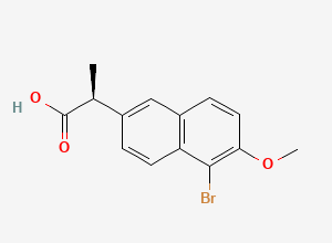 Two-dimensional chemical structure of Naproxen EP Impurity C / (S)-5-Bromo Naproxen, CAS 84236-26-0
