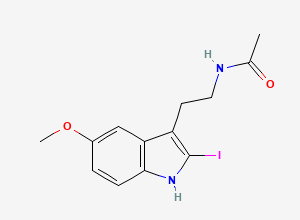 Two-dimensional chemical structure of Melatonin 2-Iodo Impurity, CAS 93515-00-5