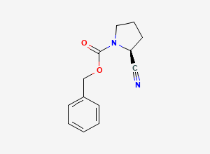 Two-dimensional chemical structure of (S)-1-N-Cbz-2-cyano-pyrrolidine