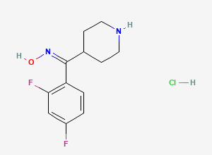 Two-dimensional chemical structure of (E)-(2,4-difluorophenyl)(piperidin-4-yl)methanone oxime hydrochloride / Methanone Oxime, CAS 135634-18-3