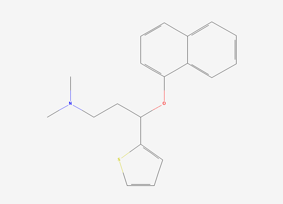 Two-dimensional chemical structure of N,N-Dimethyl-3-((naphthalen-1-yl)oxy)-3-(thiophen-2-yl)propan-1-amine
