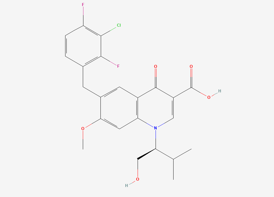 Two-dimensional chemical structure of Elvitegravir Impurity H / Elvitegravir Difluoro Impurity, CAS 870648-11-6