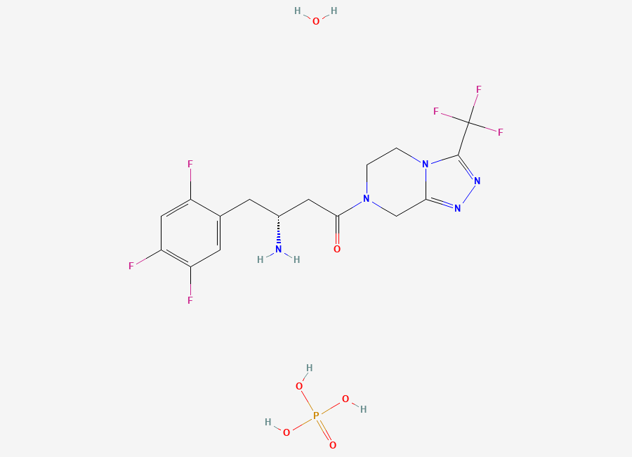 Two-dimensional chemical structure of Sitagliptin Phosphate Monohydrate, CAS 654671-77-9