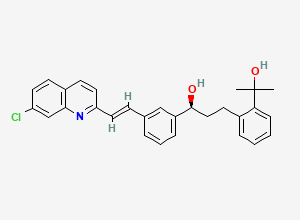 Two-dimensional chemical structure of Montelukast Quid- 8 Impurity / (S)-1-(3-(2-(7-Chloroquinolin-2-yl)vinyl)phenyl)-3-(2-(2-hydroxypropan-2-yl)phenyl)propan-1-ol, CAS 142569-70-8