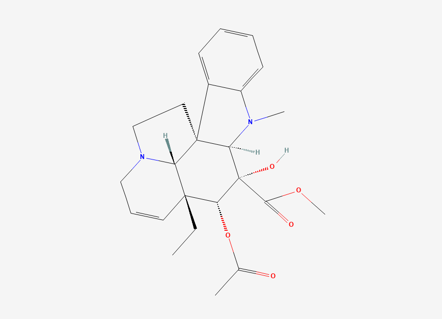 Two-dimensional chemical structure of Vindorosine/ Demethoxyvindoline, CAS 5231-60-7